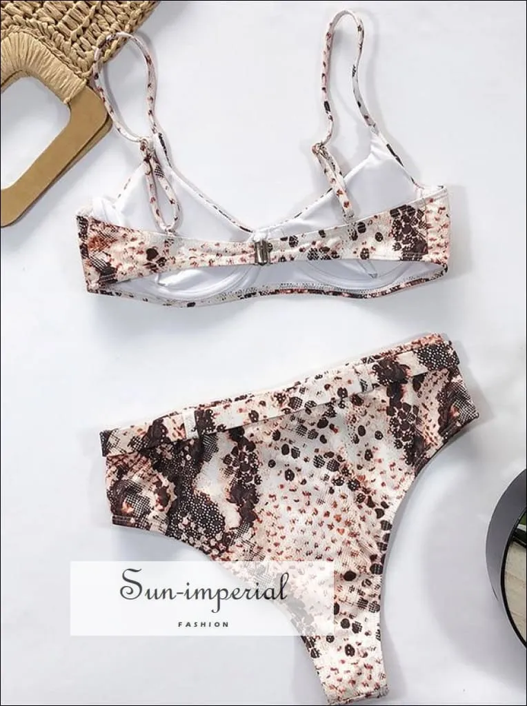 High Waist Bikini Belt bottom Swimsuit Women Leopard Print Bikini Set Swimwear - Green Leopard